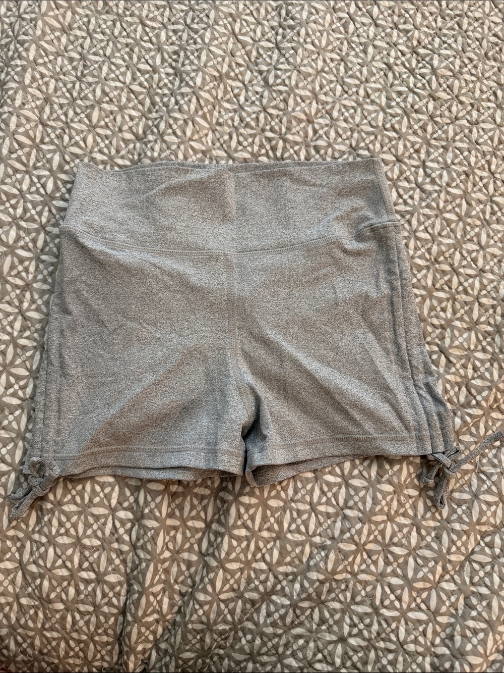 ZYIA Light Heather Gray High-Rise Shorts with Side Ties